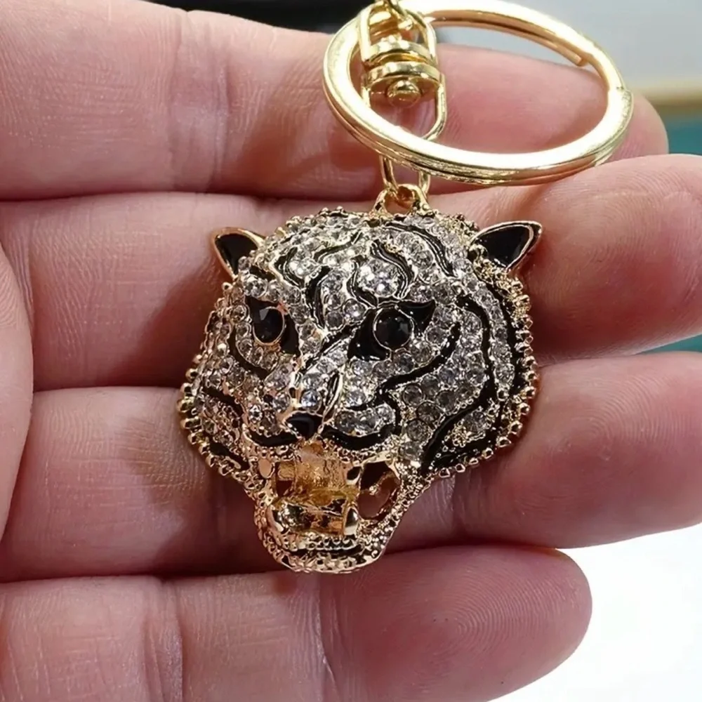 Gold and Silver Tiger Keychain, NEW